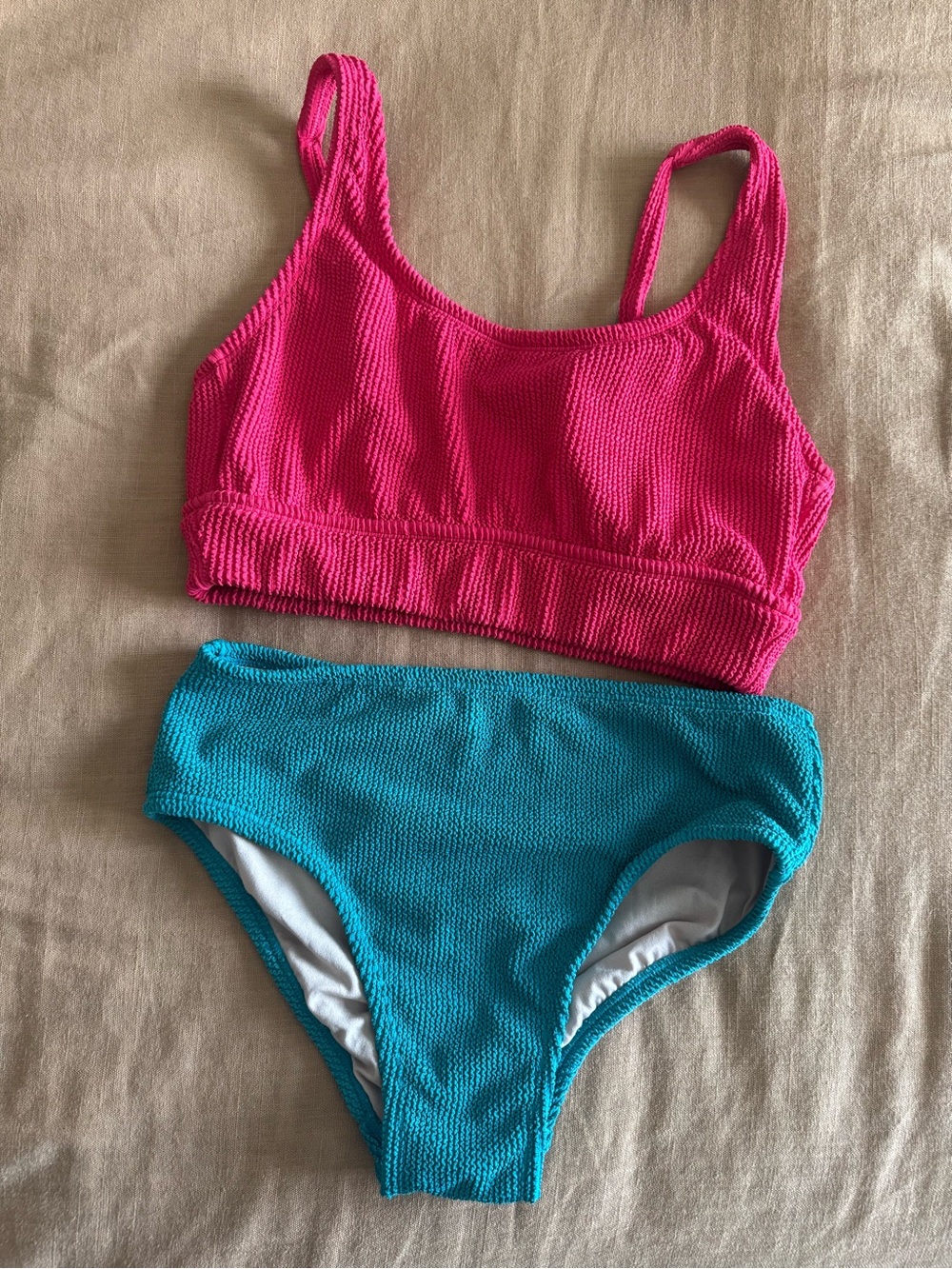 Kona Sol Hot Pink & Teal Textured Two-Piece Swim Set